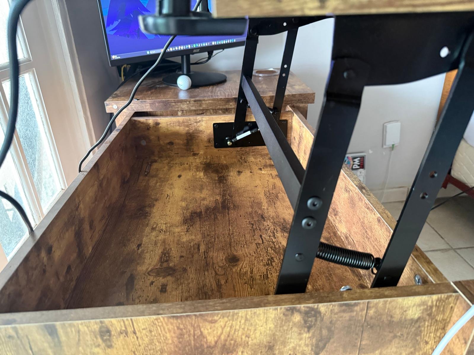 Wood desk with drawers and keyboard tray photo